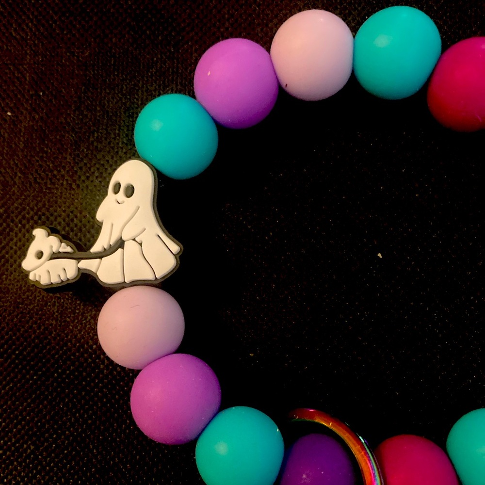 Handmade Ghost walking Dog Wristlet Keyring